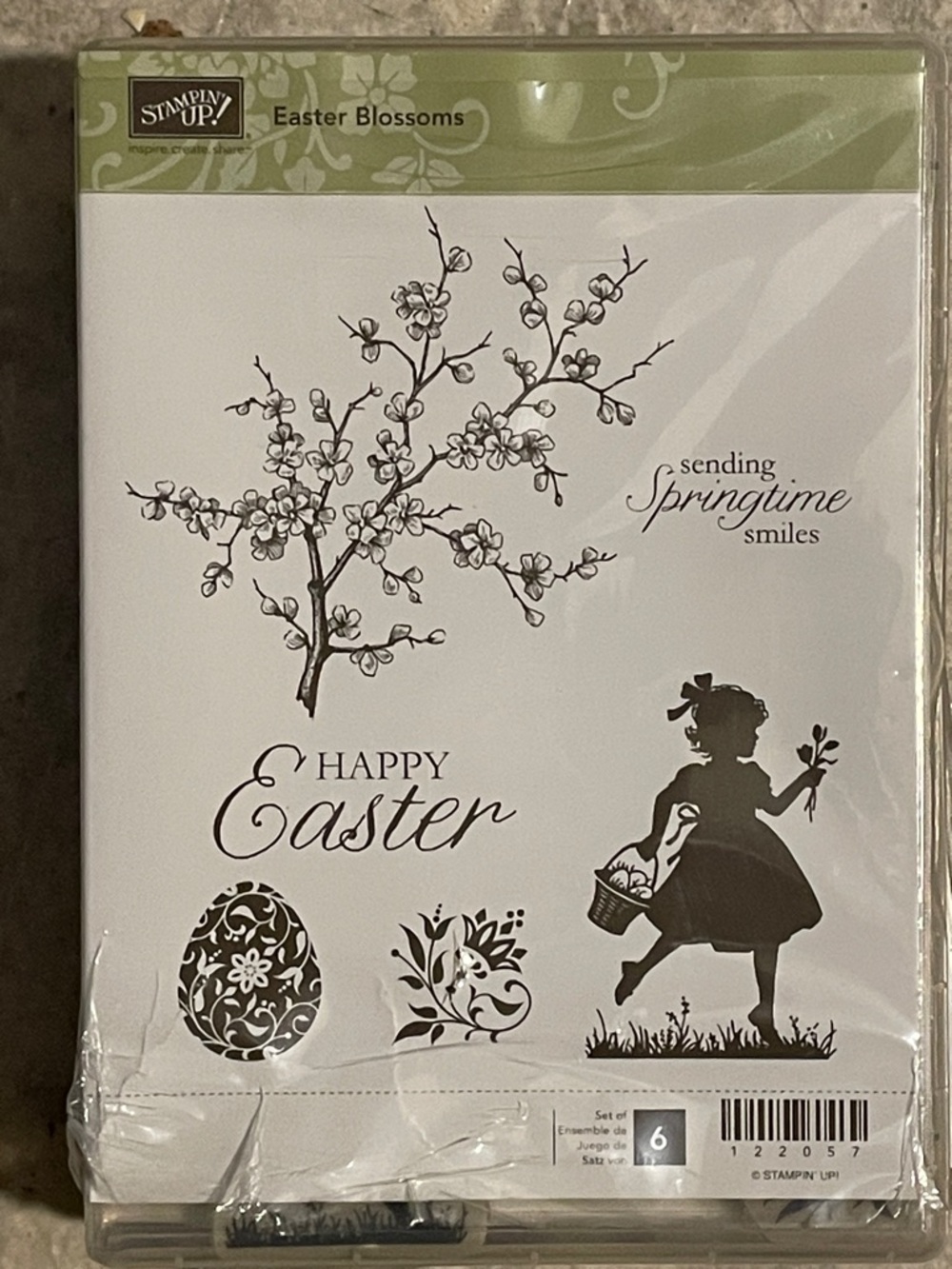 Stampin' Up! Easter Blossoms Clear Stamp Set - Black, Green